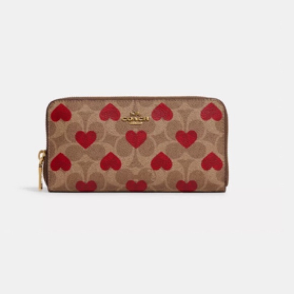 Accordion Zip Wallet In Signature Canvas With Heart Print - Picture 5 of 7